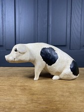 Shudehill Giftware Pig Signed Cute Sitting Vintage Piggy Ornament