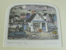 Framed Ltd Ed Graham Clarke Etching "Herberts Turbots"(96/350) 12 5/8" x 11 3/8"
