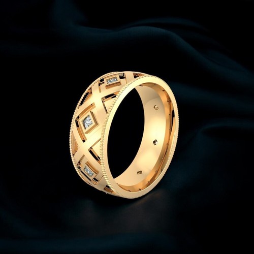 Diamond band gold - band, lab-created