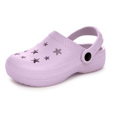 Girls Glittery Clogs Lightweight Summer Sandals Beach Pool Shoes - Lilac or Pink