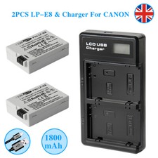 2× LP-E8 Battery For Canon EOS 700D 600D 550D 650D Rebel T3i T5i + Dual Charger