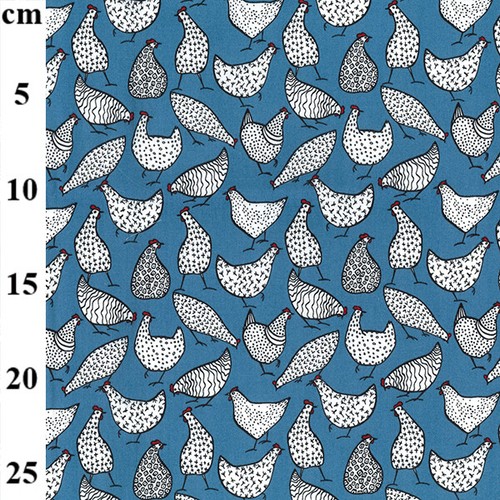 Cotton fabric chickens hens - fabric,