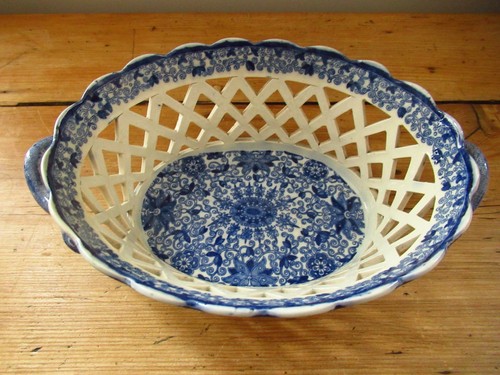 Antique blue pearlware pierced - antique,
