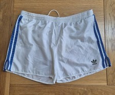 Adidas Vintage Glanz Shorts  White Stripe Nylon Sprinter Satin Size Med 