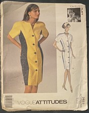 UNCUT 1980s Vintage Vogue Sewing Pattern 2623 Platt shirt dress size 18-20-22