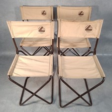 4x Vintage ‘L’ Logo Folding Canvas Chairs Retro Camping Car Show Promo Seats