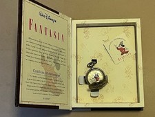 DISNEY SORCERER MICKEY MOUSE FANTASIA FOSSIL POCKET WATCH ORIG BOX