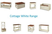 Cottage White Sideboard Coffee Hall Table Storage Bench Coat Rack Solid Pine