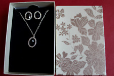 Black Necklace & Earring Set with Sparkle Rhinestone Elegant Jewellery Women