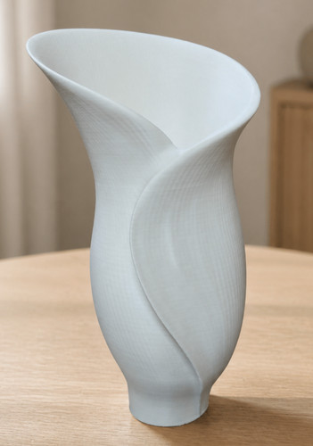 Large white printed vase - large,