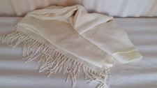 Plain cream coloured italian made fringed scarf, perfect for weddings