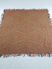 Antique Traditional Indian Kashmiri Paisley Wool Piano Shawl 154x154cm