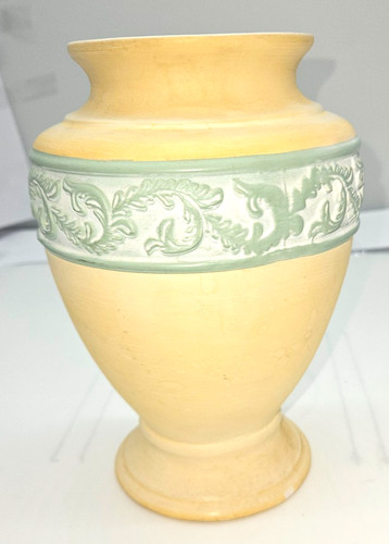 Yellow green ceramic vase - &,