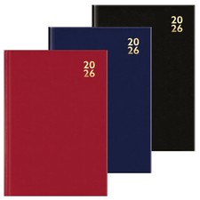 2026 Diary A5 Day Per Page Hardback Daily Planner Organiser Gift Black Red Blue