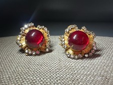 Miriam Haskell Red Glass Clip