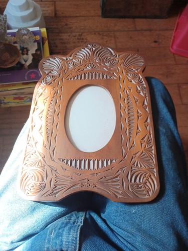 Antique chip carved wood frame - antique,