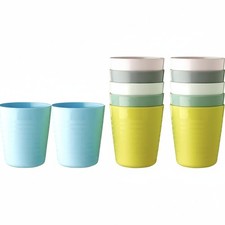 12 Pack IKEA Kalas 004.613.79 Childs Plastic Mug Pastel Multicoloured 6 x 17 cm