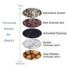 DIY Small Terrarium Basic Starter Kit with Gravel Soil Charcoal Perlite Pebbles