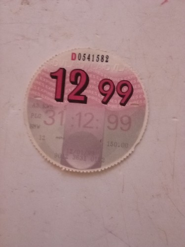 1999 dec vintage tax disc - 1999,