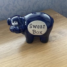 Vintage Shudehill Dark Blue Piggy Bank swear box Money Box