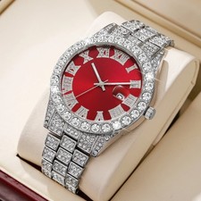 Luxury Hip Hop Cool Bling Ice Out Paved Men's Watch Stainless Steel Rhinestones
