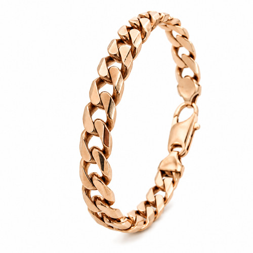Gold curb bracelet - curb, rose