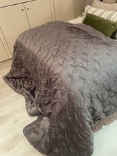 Dark Grey Silk Style Bedspread Suitable For Double Bed Or King size As A Throw
