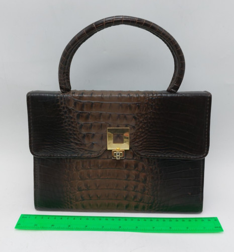 Brown crocodile print faux - brown,