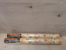 2 Rolls Vintage Coloroll Floral Vinyl Wallcovering Wallpaper – Cream Gold Brown