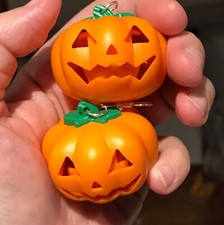 Large LIGHT UP 3D Pumpkin with sound Earrings Halloween Spooky