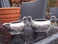 Antique Silver Plated E.P.B.M Milk Jug & Sugar Bowl ~ John Turton & Co 1898-1910