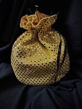 Gold Sparkly Sequin Drawstring Bag Fancy Dress Rocky Horror Show Columbia Disco 