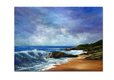 Original Seascape Painting "Crashing Wave" 16" x 12" Canvas Board by Judith Rowe