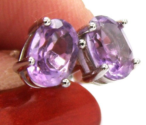 Silver amethyst earrings - , oval