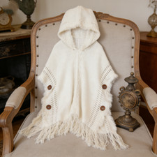 Hooded Fringe Knit Poncho