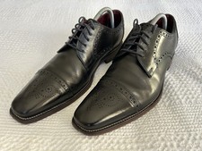 LOAKE Foley Men's Oxford Semi Brogue Leather Shoes, Black, Size UK8