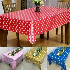 Polka Dot Oilcloth PVC Wipe Clean Material Tablecloth Table Cover Fabric 58"