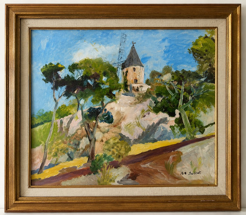 Original oil painting moulin - oil,