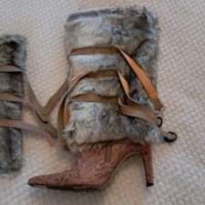 MINK FAUX FUR 3 STRAP FURRY GATORS, (Boots not available)