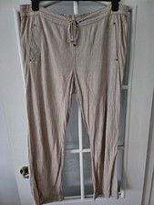 George Casual Linen Blend Trousers Size 14 Beige