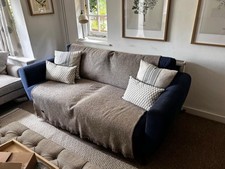 Jack Wills Jack 3 Seat Sofa In Navy Blue Velvet RRP £599