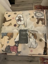 QVC Cozee Home Velvetsoft Throw Blanket Dog Design Brand New Boxed Limited Edit