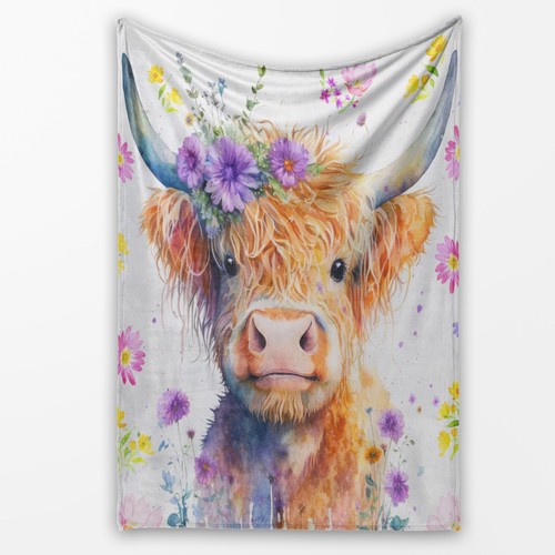 Highland cow floral blanket - floral,