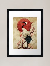 Graceful Japanese Crane Framed