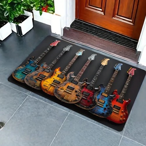 Guitar indoor outdoor door - guitar, mat