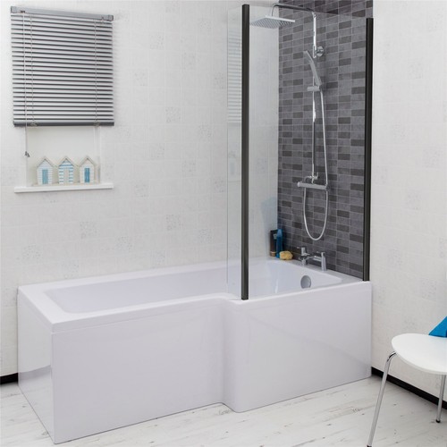 Bathroom shaped bath black - bathroom,