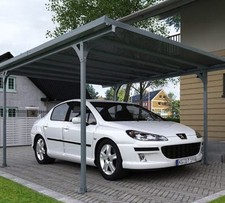 METAL CARPORT CANOPY GARAGE PALRAM VERONA GREY ALUMINIUM PLASTIC ROOF OUTDOOR