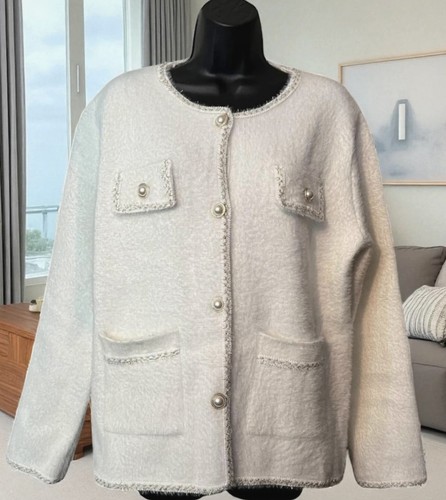 White pearl button cardigan - white,