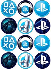 24 Playstation Gaming Theme Ps4 5 Fairy Cake Toppers Edible Party Decorations