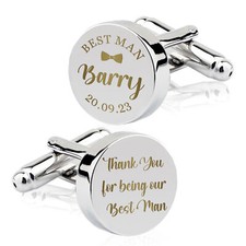 Personalised Engraved Cufflinks Wedding Favours for Best Man Usher Groomsman Dad